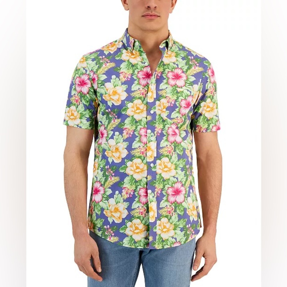 Men’s Tropical short sleeved print shirt Med NWT